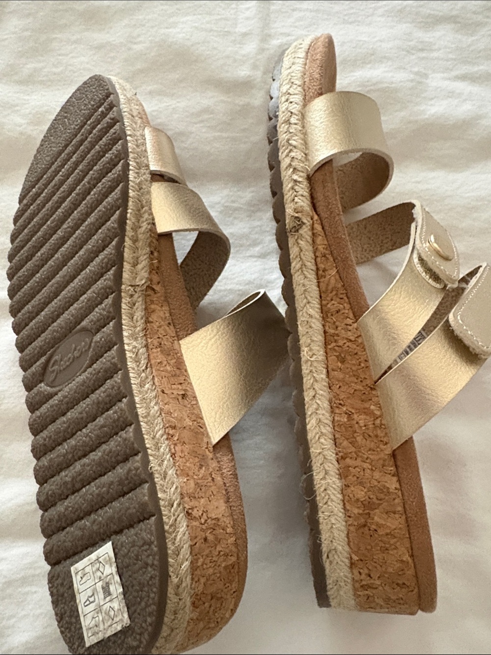 Skechers Martha Metallic Champagne Strappy Slide Sandals - Picture 2 of 4